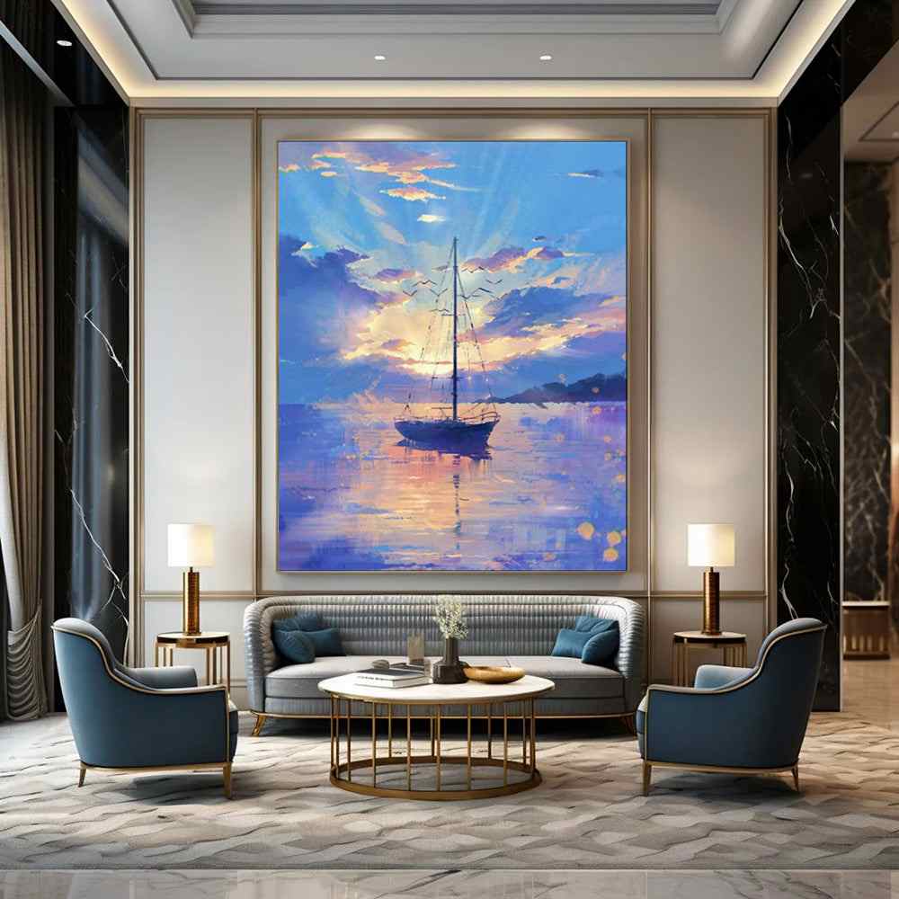 evening coastal abstract painting design 4
